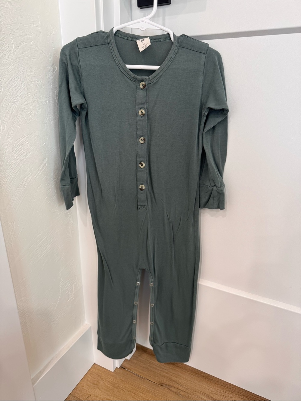 Kate Quinn Long-Sleeve One-Piece Romper in Sage Green